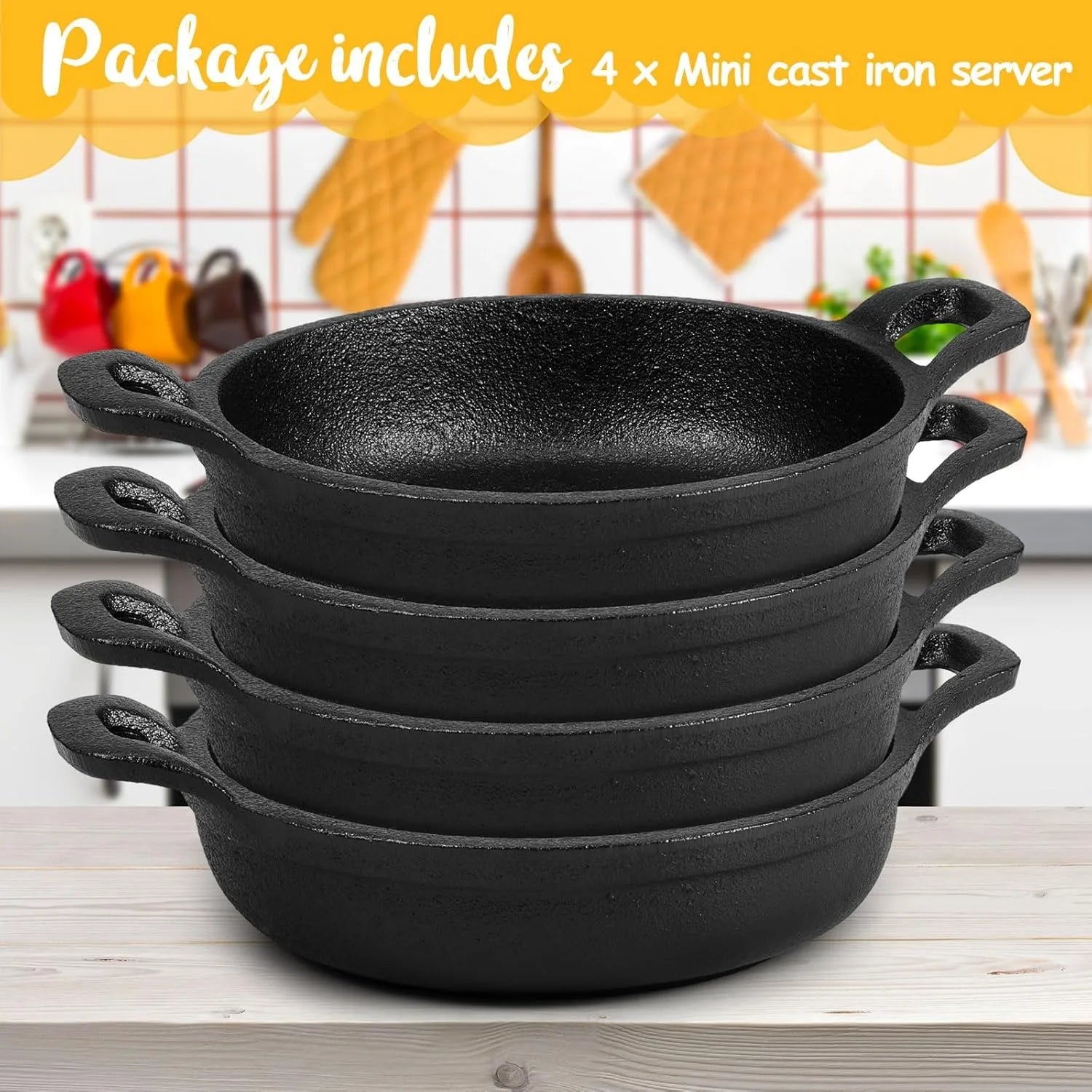 Mini cast iron frying pan 5 x 5 x 1.3, set black, oven, kitchen indoor/outdoor picnic mini frying pan (2-piece set)