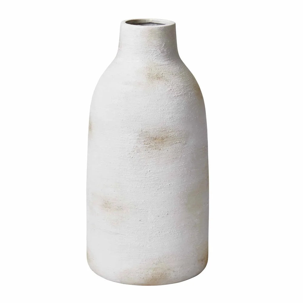 Brushed Wash Ceramic Vase Decorative Piece Home Living Room Kitchen Tabletop Artisanal Organic Design Narrow Opening Display