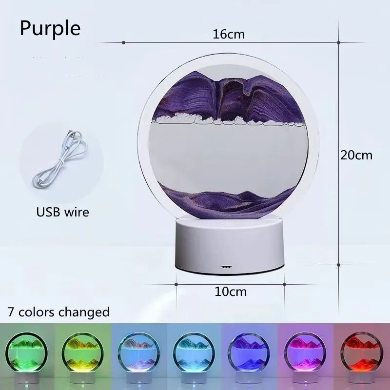 gift atmosphere lamp creative quicksand lamp ornament hourglass sand painting 3d night light decompression table lamp bedside