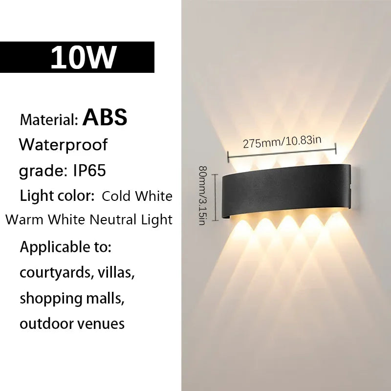 LED wall lights UP & Down AC85-265V ABS Waterproof Led Lights Modern Indoor Outdoor Appliances For Wall Panels Home Garden Yard