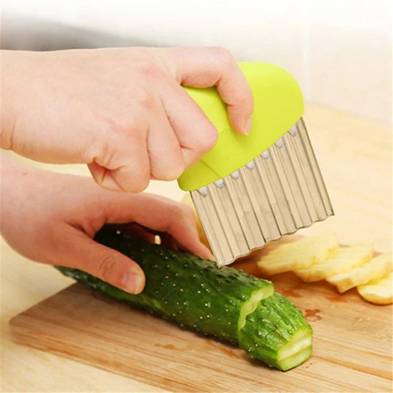 Potato Cutter Chip French Fry Maker Stainless Steel Wavy Knife French Fries Chopper Knife Chopper French Fry Kitchen Tools