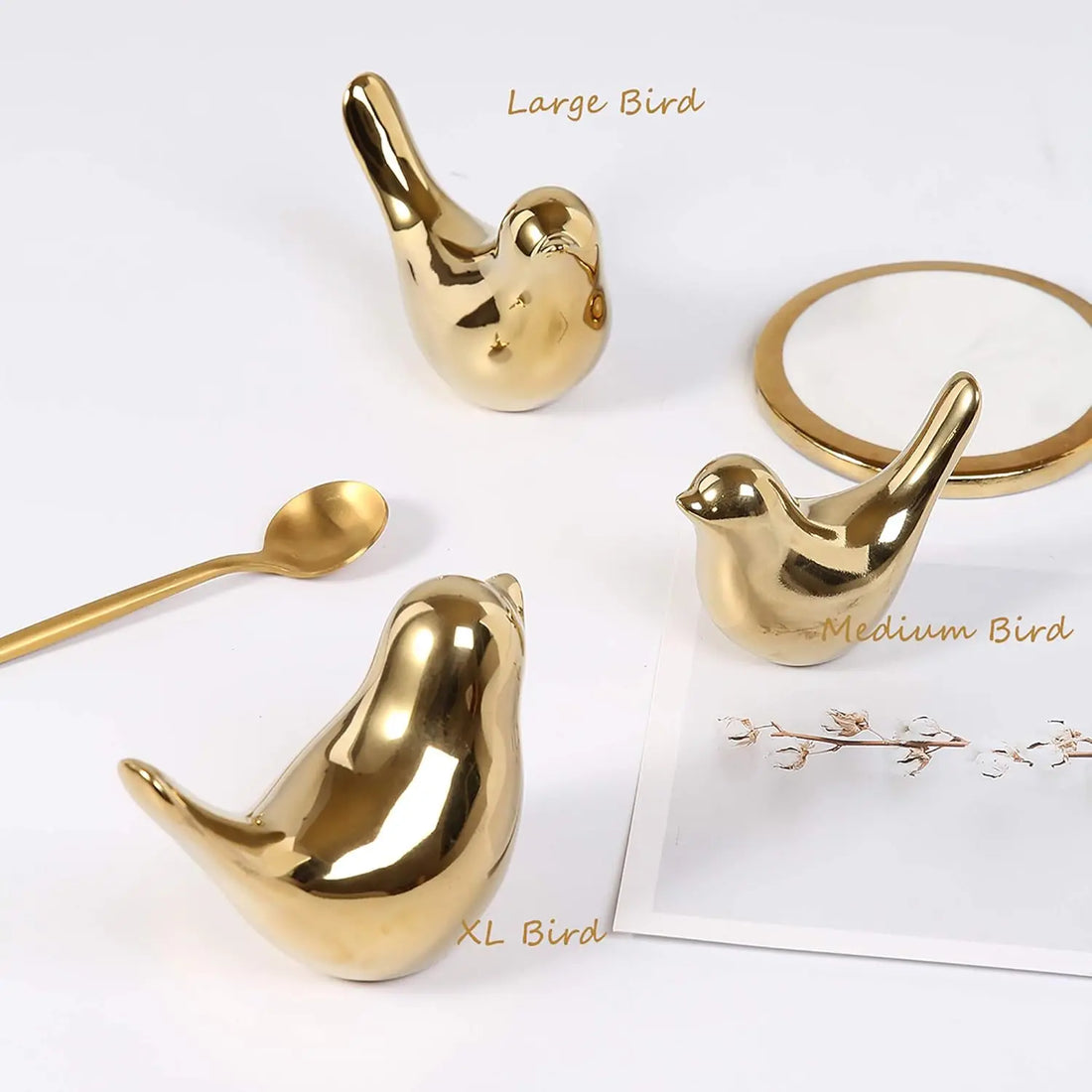 Small Birds Statues Gold Home Decor Modern Style Figurine Decorative Ornaments for Living Room,Bedroom,Office Desktop,Cabinets