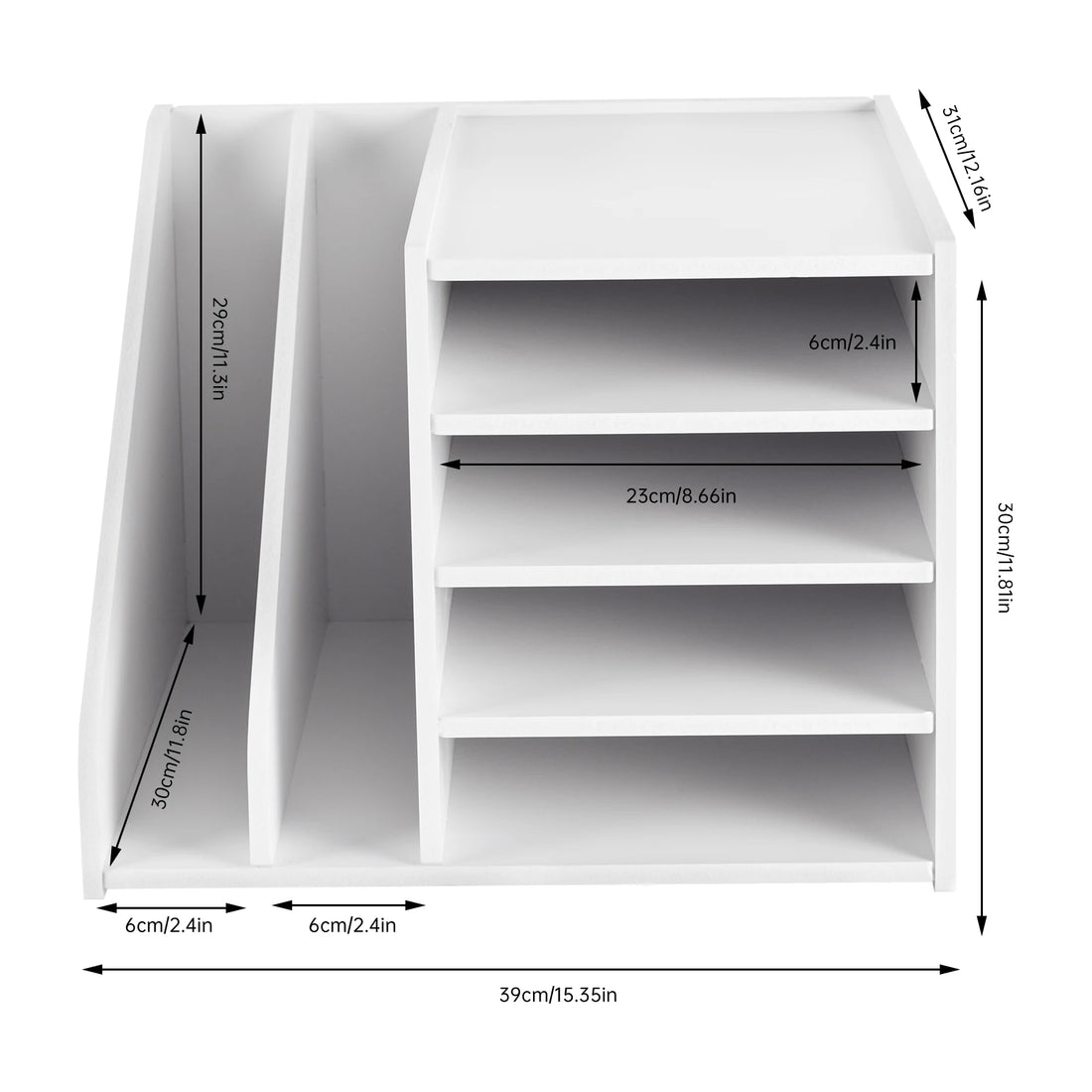 File Holder Organizer 4+2 Tier, Pvc Document Mail Sorter for Office Home School, Holds Files Books Envelopes