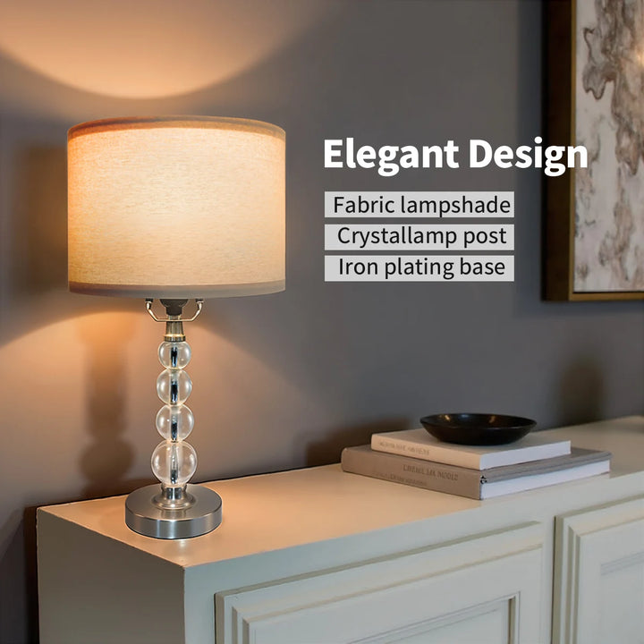 Modern Desk Lamp Set of Two - E26 Socket with Lamp Cap - Linen-Colored Lampshade - Suitable for Living Room, Bedroom and Bedside