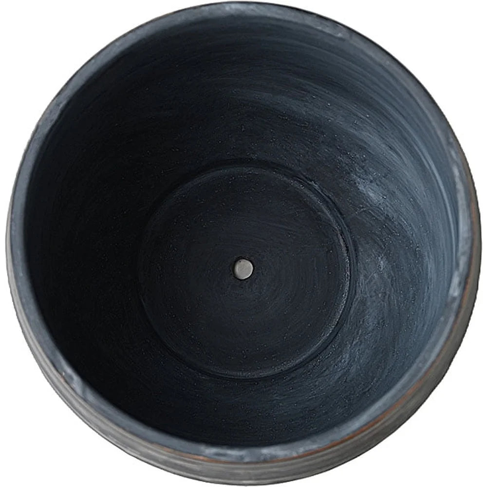 10 Inch Round Ceramic Planter with Drainage Holes Decorative Pot Indoor Outdoor Plants Blue and White Crackle Design